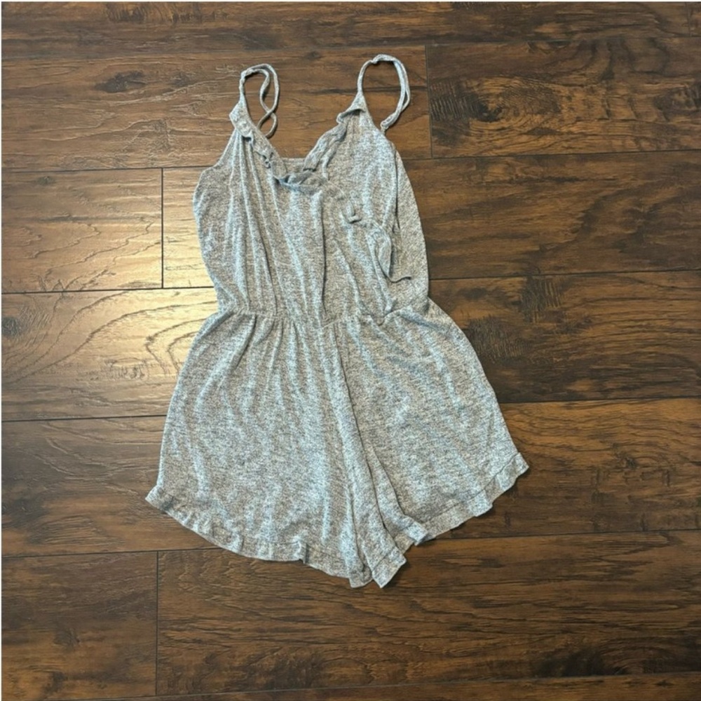 Express Medium Gray Ruffle Romper